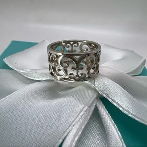 Tiffany &Co.  Enchant Scroll Wide Band Ring Serling Silver 925 Size 7. Pre-owned